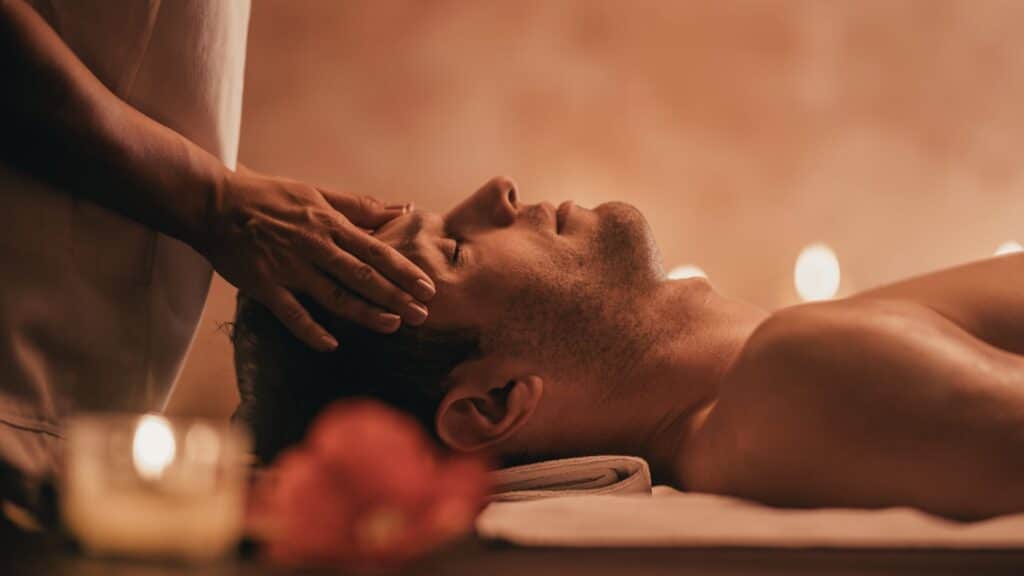 Man receiving microlifting treatment